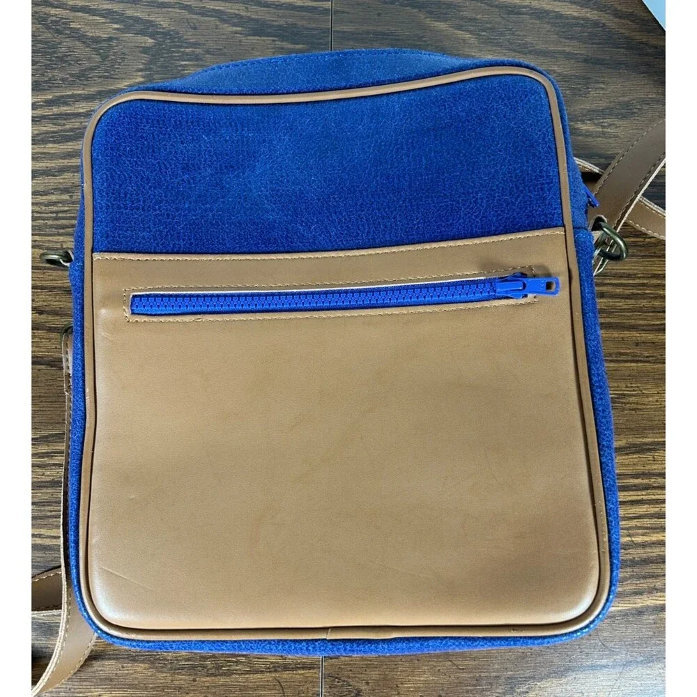 Mad Rabbit Kicking Tiger crossbody Denim Blue Unisex Shoulder Bag Vegan Leather